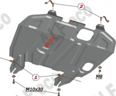 Защита алюминиевая Alfeco для картера и КПП Mitsubishi Lancer 10 2007-2017